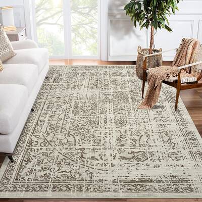 Garvee Vintage Area Rug, 4x6 Stain Resistant Carpet Non Shedding Non-Slip Soft Rug Bedroom Dining Room or Home Office, Low Pi...