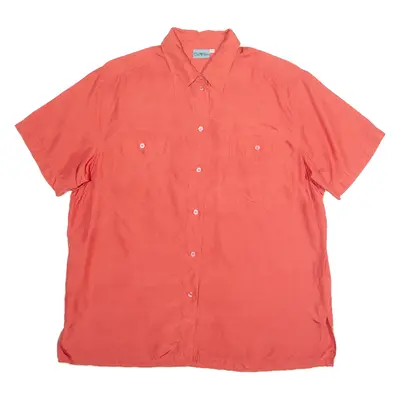 DEVILLE Womens Shirt Red Collared Silk XL
