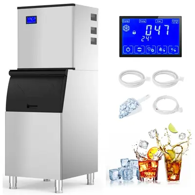 Garvee Commercial Ice Maker Machine 350Lbs/24H, Pro Compressor&ETL Approval, Industrial Ice Machine, 250Lbs Storage Bin, 700W...