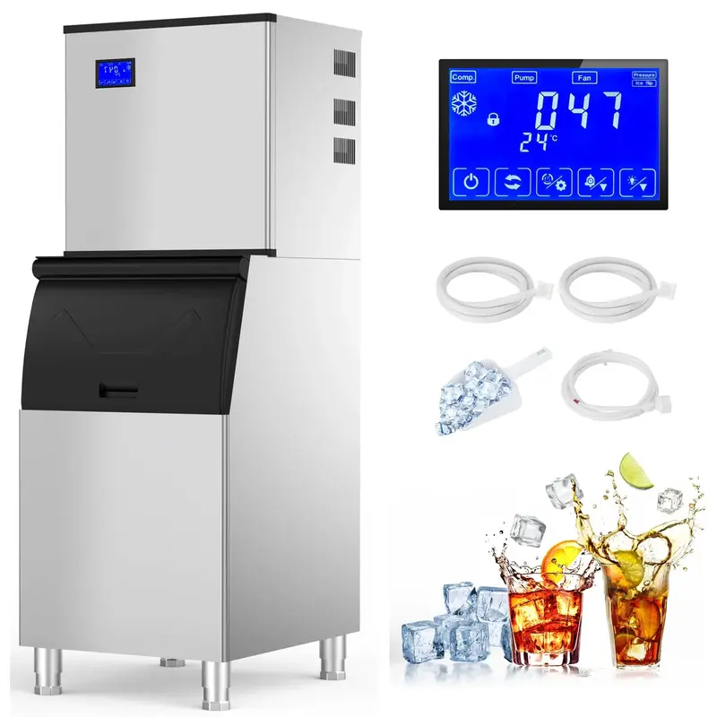 Garvee Commercial Ice Maker Machine 350Lbs/24H, Pro Compressor&ETL Approval, Industrial Ice Machine, 250Lbs Storage Bin, 700W...