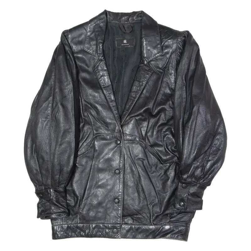 RK OF SWITZERLAND Womens Blazer Jacket Black Leather 80s UK 10