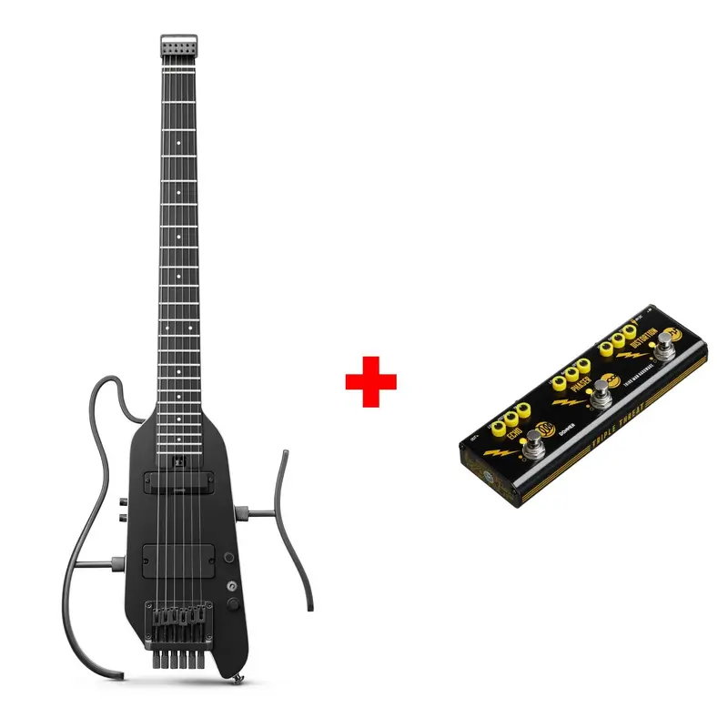 Donner HUSH™ X PRO Electric Guitar - Black / Guitar+Pedal