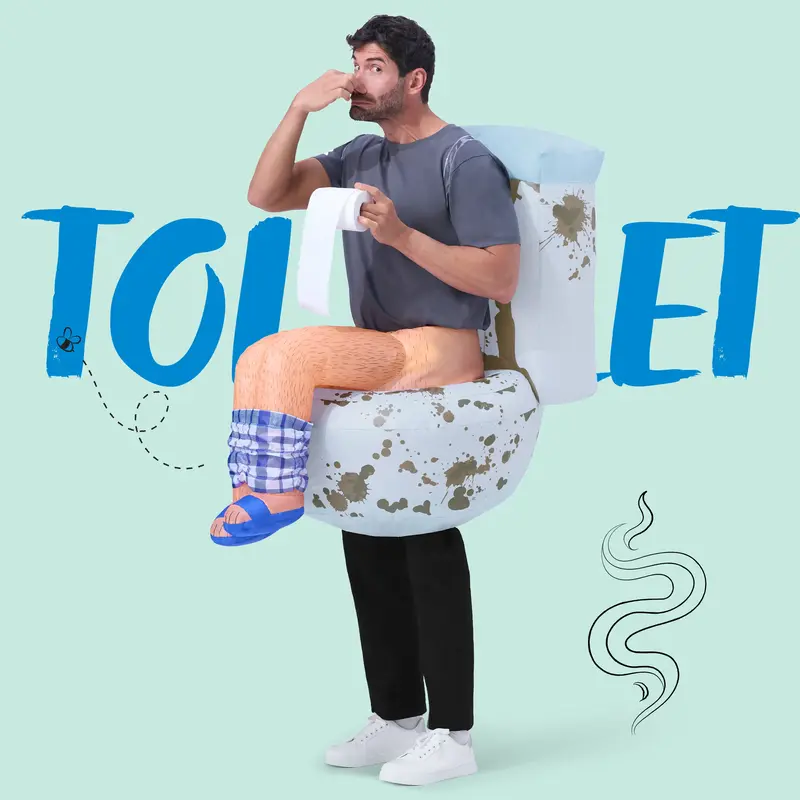 Adults Inflatable Costumes, Sitting on a Toilet Inflatable Costume, Funny Blow Up Costumes for Halloween Costume Cosplay Them...