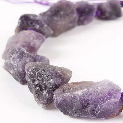 Natural Gemstone Amethyst Rough Nuggets Bead Strands