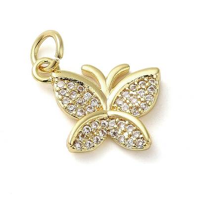 Brass Micro Pave Clear Cubic Zirconia Pendants