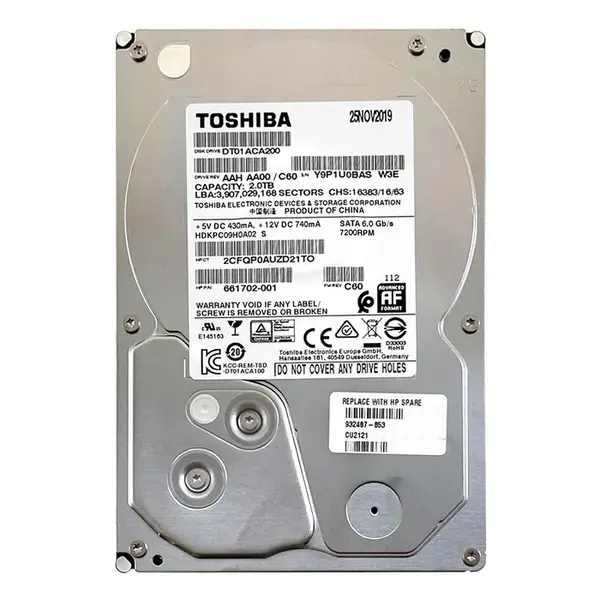 661702-001 HP 2TB 6Gb/s SATA 7200 3.5-inch 64MB Hard Drive