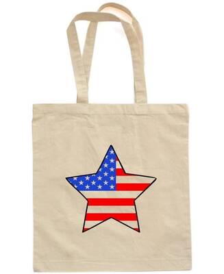 American Flag Inside Star Cute Fun Patriotic Usa 4th Of July Canvas Cotton Tote