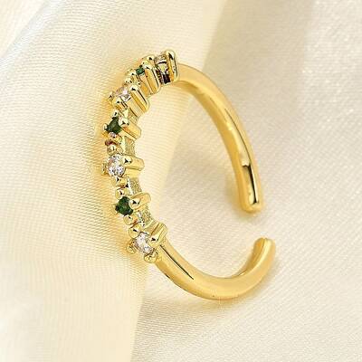 Brass Micro Pave Cubic Zirconia Cuff Rings for Women
