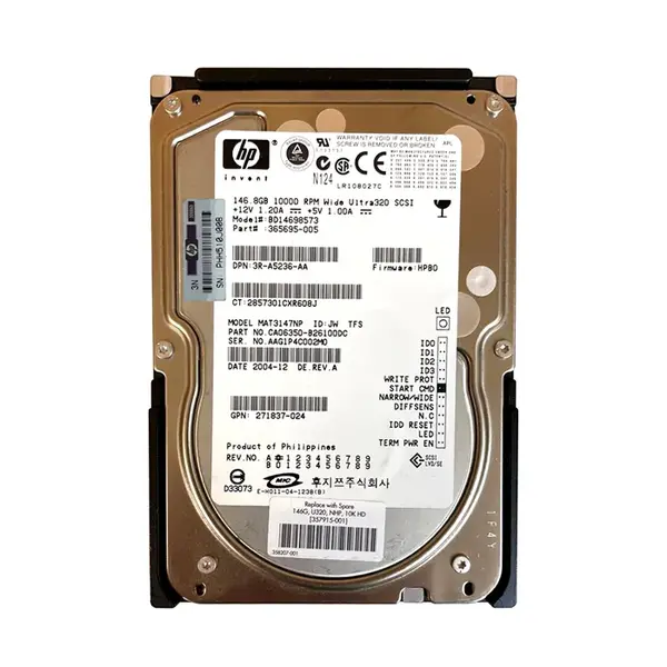 365695-005 HP 146GB Ultra-320 SCSI 10000 3.5-inch 8MB Hard Drive