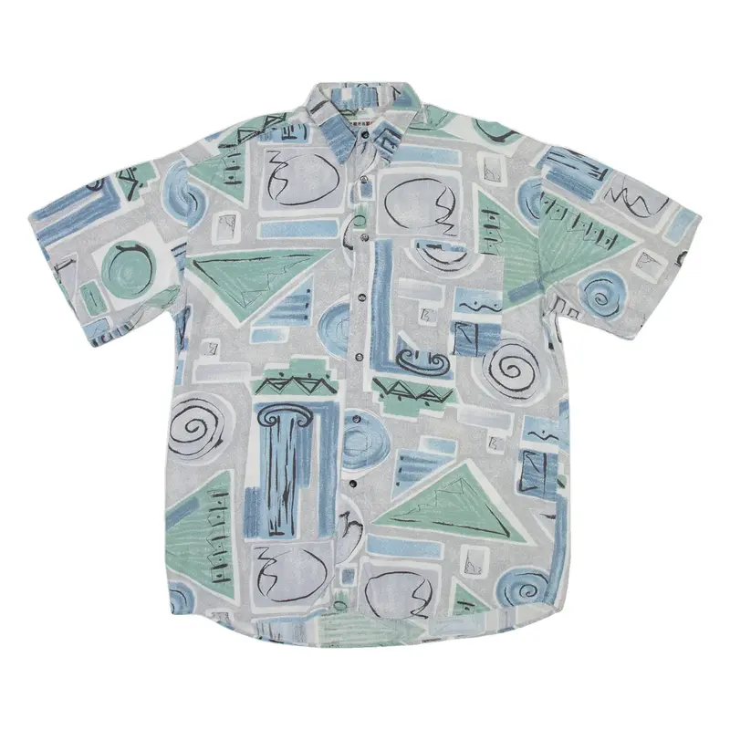 EXPRESS WEAR Mens Shirt Grey Geometric S