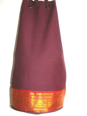 Kids Solid Yoga  Mat Bag with Saree Lace | Color: Black With Saree Lace