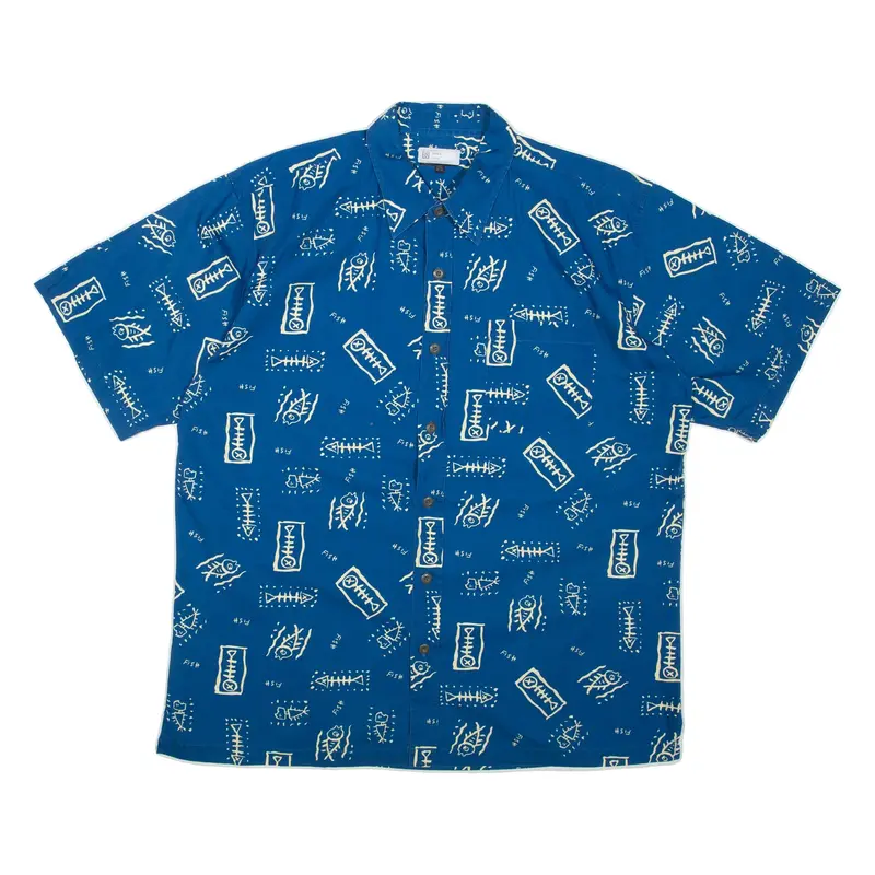 Fish Mens Shirt Blue 2XL