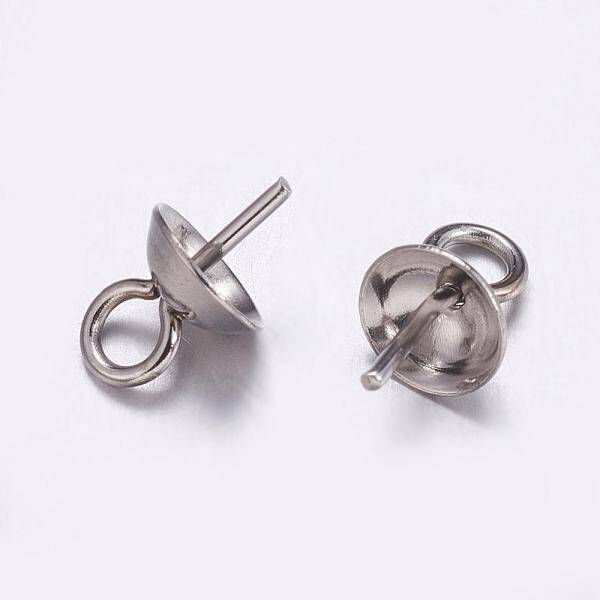 304 Stainless Steel Cup Pearl Peg Bails Pin Pendants