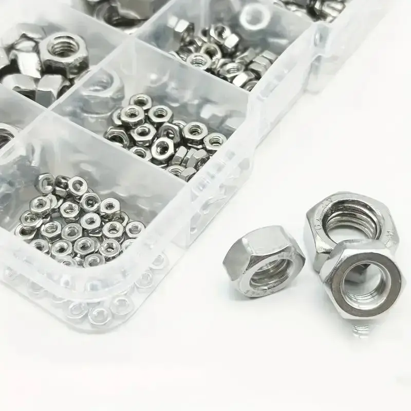 Stainless Steel Hex Nuts Assortment Kit, M2-M12 A2-70 Nuts Set for Screws & Bolts, Fasteners & Hooks, Multifunctional Faste...