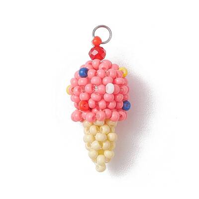 Glass Seed Beaded Ice Cream Pendants