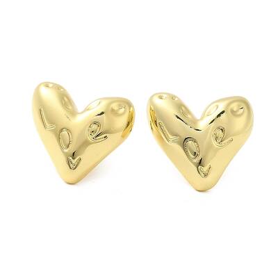 Rack Plating Brass Heart Stud Earrings