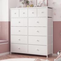 Raybee Furniture Elegant Fabric Dresser with 12 Drawers, Sturdy Metal Frame and Wooden Top for Bedroom Closet Living Room Ent...
