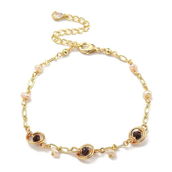 Faceted Rondelle Natural Dyed Red Crystal Link Bracelets
