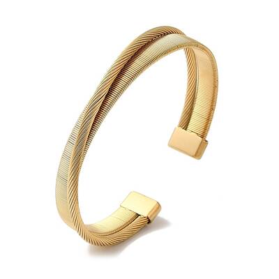 Stainless Steel Cross Open Cuff Bangles for Women