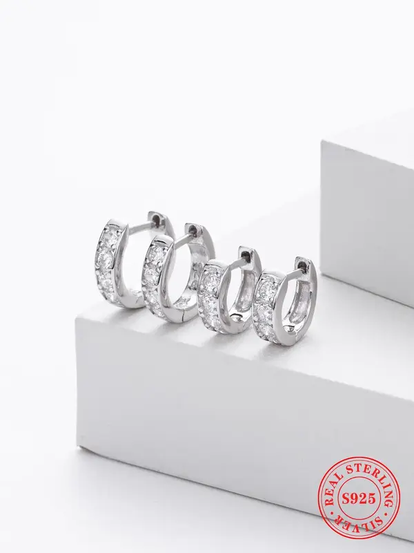 925 Sterling Silver Simple Hoop Earrings, Fashionable Earrings for Women & Men, Trendy All-match & Exquisite Jewelry for Birt...