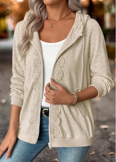 Modlily Light Grey Double Side Pockets Long Sleeve Hoodie - XL