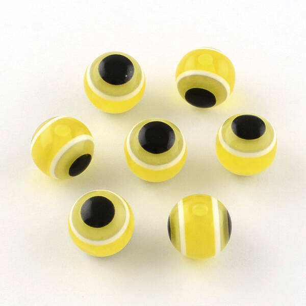 Round Evil Eye Resin Beads
