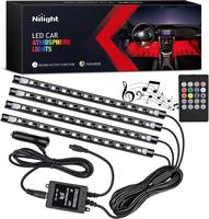 Nilight - TR-06 4PCS 48 LED Interior Lights DC 12V Multicolor Music Car Strip Light Under Dash Lighting Kit with Sound Active...