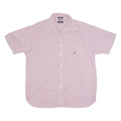NAUTICA Shirt Red Check Short Sleeve Mens L