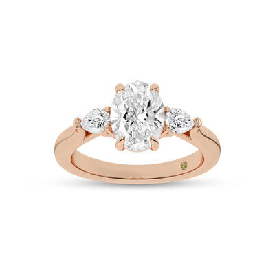 Bruges Three Stone Oval Lab Grown Diamond Engagement Ring | 14K Rose Gold 3 1/2 CT. TW.