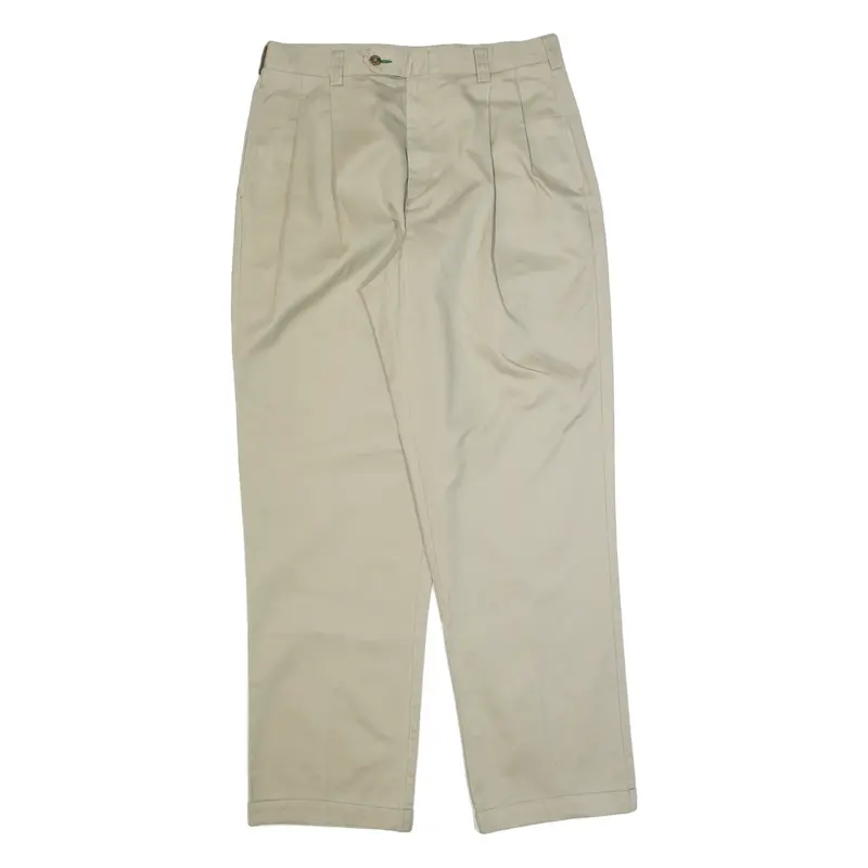 TOMMY HILFIGER Pleated Chino Mens Trousers Beige Regular Straight W34 L32