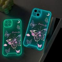 Butterfly Pattern Luminous Phone Case, Glow in The Dark Phone Protective Cover, Phone Accessories Compatible with iPhone 16 1...