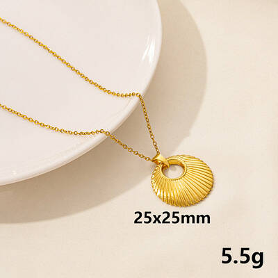 304 Stainless Steel Hollow Round Pendant Necklaces
