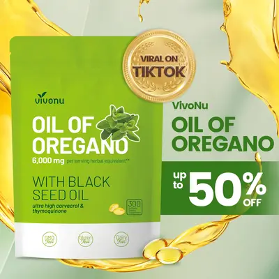 VivoNu Organic Oregano Oil Capsules with Black Seed – 6000mg per Serving, 300 Softgels – Herbal Support for Wellness, Non...