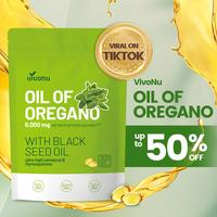 VivoNu Organic Oregano Oil Capsules with Black Seed – 6000mg per Serving, 300 Softgels – Herbal Support for Wellness, Non...