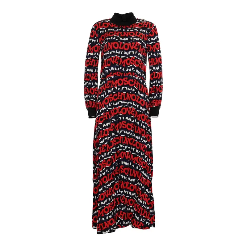 Love Moschino Spellout Maxi Dress - Small Red Viscose