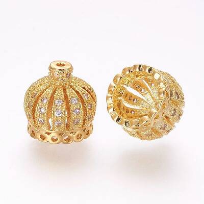 Brass Micro Pave Cubic Zirconia Beads