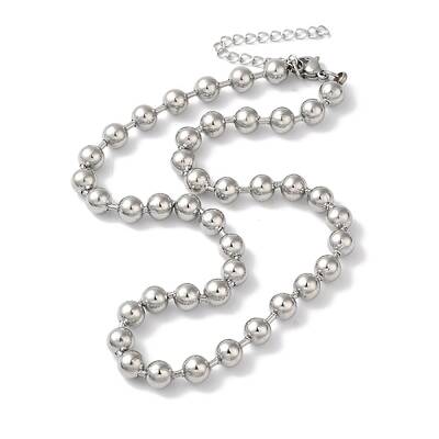 Non-Tarnish 304 Stainless Steel Round Beads Necklace for Women