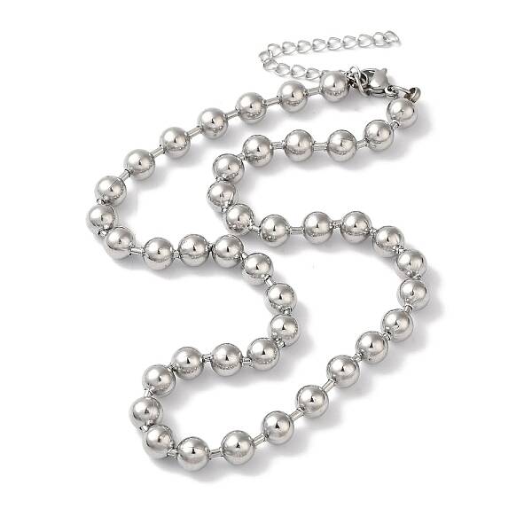 Non-Tarnish 304 Stainless Steel Round Beads Necklace for Women
