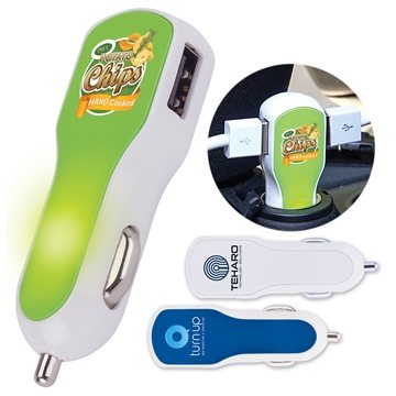50 Custom Solas Twin Port USB Car Charger - LED & FCC Certified