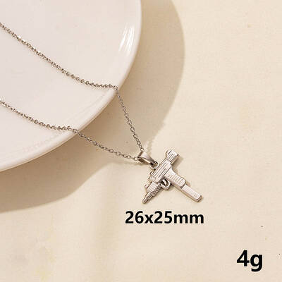 Stylish Stainless Steel Gun Pendant Necklace for Women