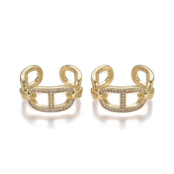 Adjustable Brass Micro Pave Clear Cubic Zirconia Cuff Rings
