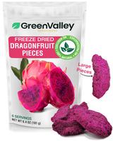 Green Valley Superfoods Freeze Dried Dragon Fruit Pieces - Crunchy Healthy Fruit Snacks - Made with Real Fruit - No Added Sug...