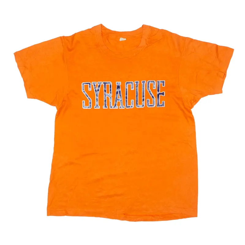 SCREEN STARS Syracuse USA T-Shirt Orange 90s Short Sleeve Mens L