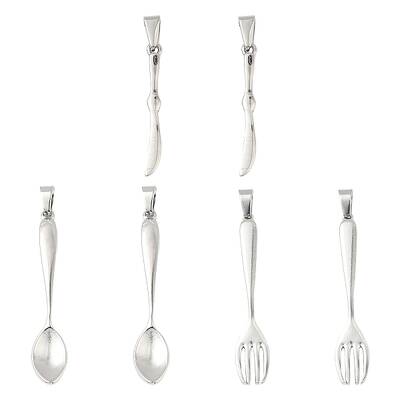 6Pcs 3 Styles 304 Stainless Steel Big Pendants