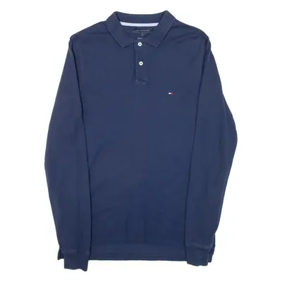 TOMMY HILFIGER Slim Fit Mens Polo Shirt Blue Long Sleeve M