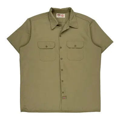 Workwear Dickies Short Sleeve Shirt - XL Khaki Polyester Blend | Size: x-large