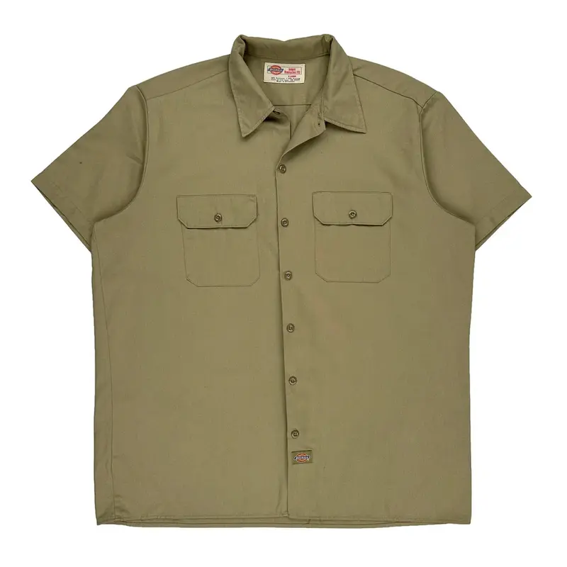 Workwear Dickies Short Sleeve Shirt - XL Khaki Polyester Blend | Size: x-large