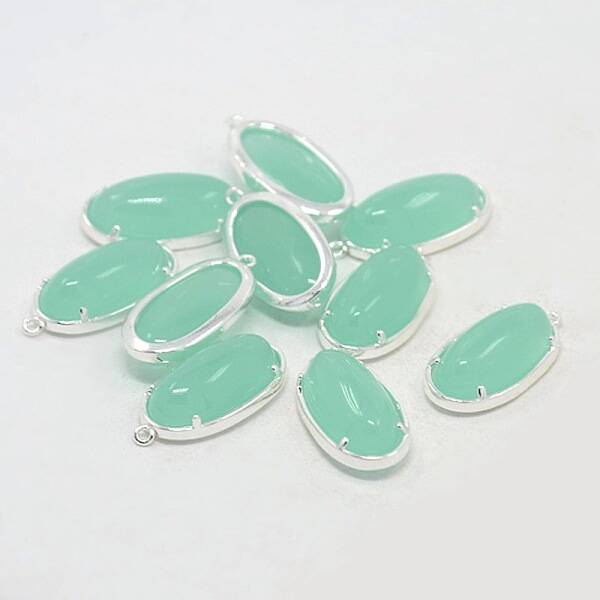 Silver Color Plated Brass Glass Pendants