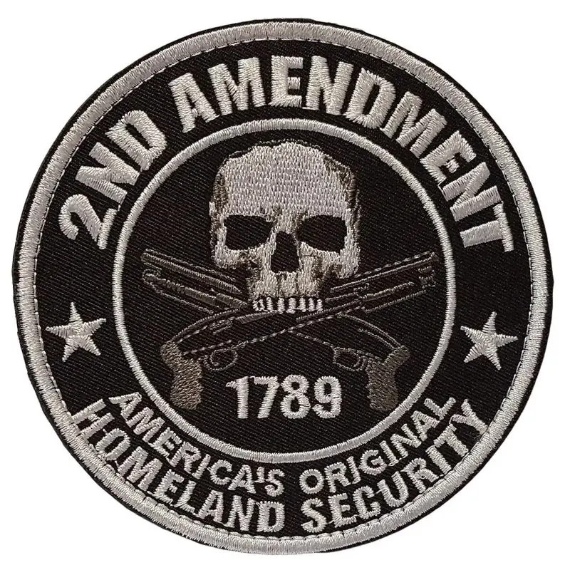 Iron-On 2nd Amendment 1789 Tactical Patch w/ Hook & Loop Backing - Black/Silver
