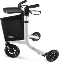 HEALTHBAZAAR 3 Wheels Rollator Walker for Seniors, Foldable Lightweight Walker with Detachable Tray and Storage Bag, Invisibl...